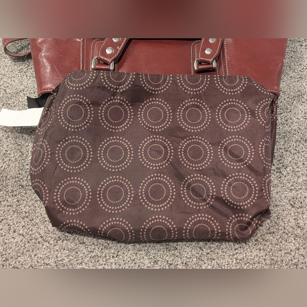 Franklin Covey Heritage Travelware Laptop Bag Triple Gusset Red Maroon Tote - Picture 9 of 16